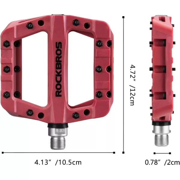 imageROCKBROS MTB Pedals Mountain Bike Pedals Lightweight Nylon Fiber Bicycle Platform Pedals for BMX MTB 916quotRed