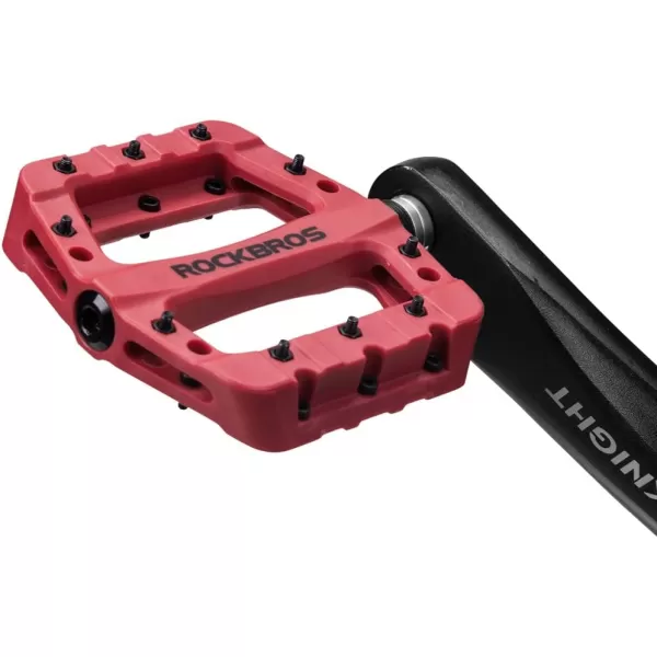 imageROCKBROS MTB Pedals Mountain Bike Pedals Lightweight Nylon Fiber Bicycle Platform Pedals for BMX MTB 916quotRed