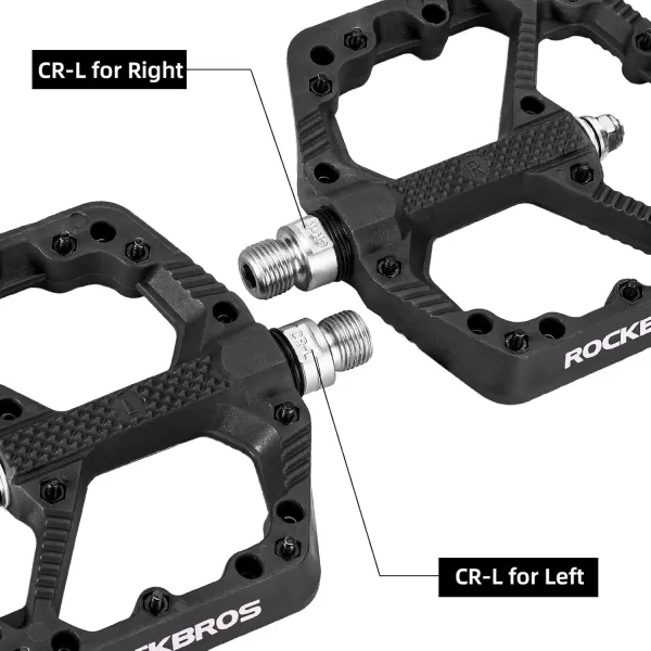 imageROCKBROS Mountain Bike Pedals Flat MTB Pedals Nylon Fiber Bicycle Platform Pedals for Road Mountain BMX MTB Bikesblack