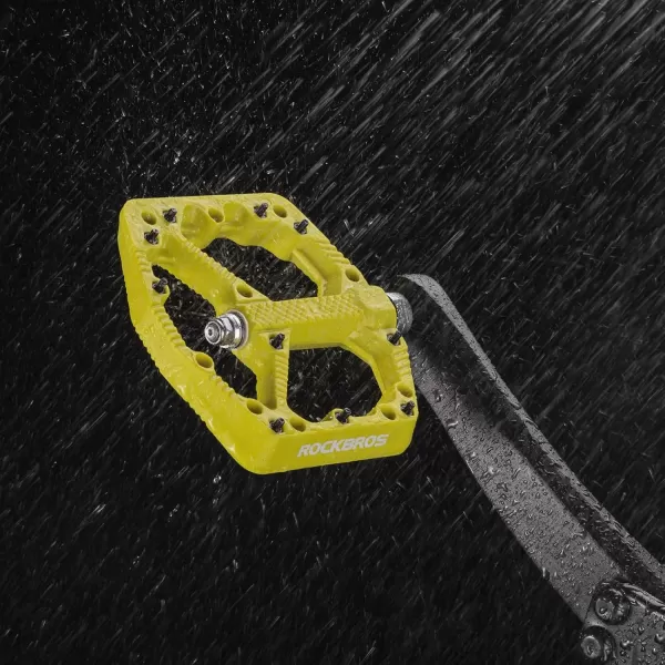 imageROCKBROS Mountain Bike Pedals Flat MTB Pedals Nylon Fiber Bicycle Platform Pedals for Road Mountain BMX MTB Bikesgreen