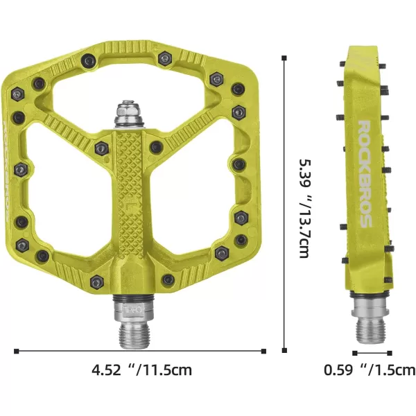 imageROCKBROS Mountain Bike Pedals Flat MTB Pedals Nylon Fiber Bicycle Platform Pedals for Road Mountain BMX MTB Bikesgreen