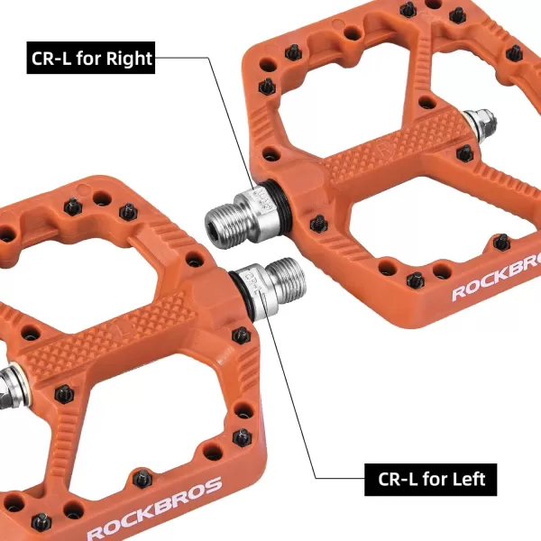 imageROCKBROS Mountain Bike Pedals Flat MTB Pedals Nylon Fiber Bicycle Platform Pedals for Road Mountain BMX MTB Bikesorange