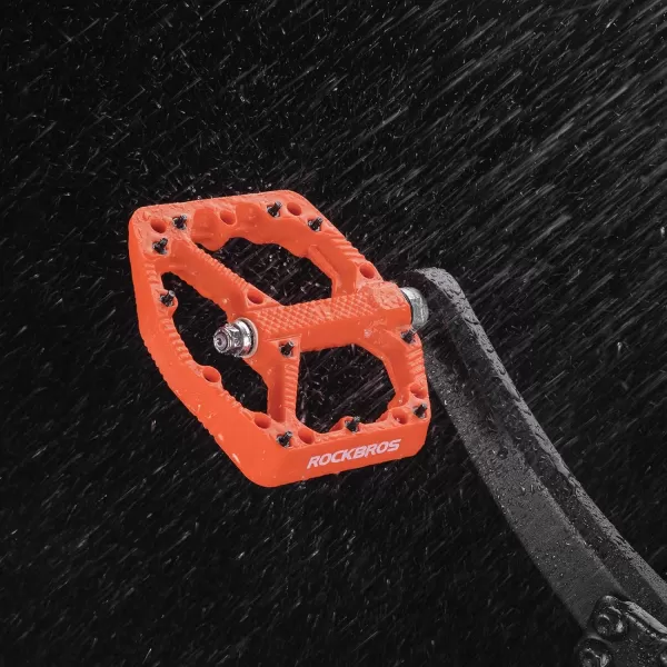 imageROCKBROS Mountain Bike Pedals Flat MTB Pedals Nylon Fiber Bicycle Platform Pedals for Road Mountain BMX MTB Bikesorange