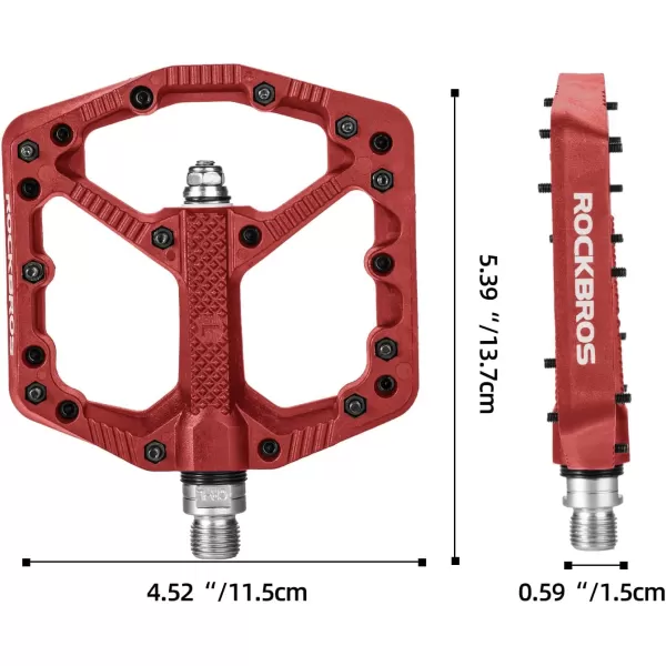 imageROCKBROS Mountain Bike Pedals Flat MTB Pedals Nylon Fiber Bicycle Platform Pedals for Road Mountain BMX MTB Bikesred