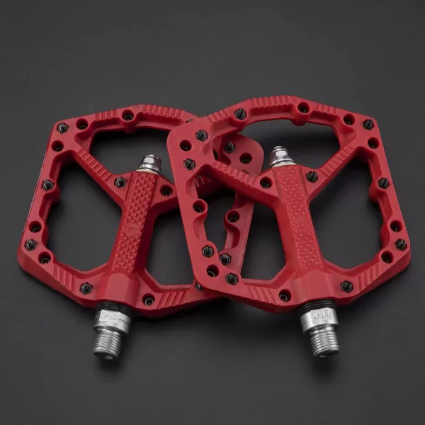 imageROCKBROS Mountain Bike Pedals Flat MTB Pedals Nylon Fiber Bicycle Platform Pedals for Road Mountain BMX MTB Bikesred