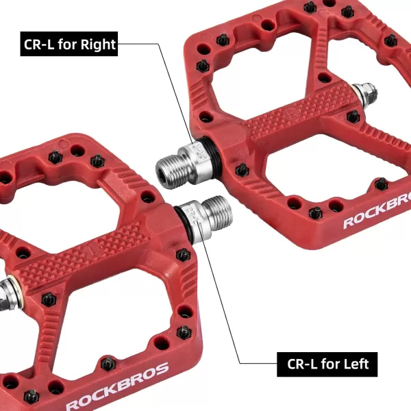 imageROCKBROS Mountain Bike Pedals Flat MTB Pedals Nylon Fiber Bicycle Platform Pedals for Road Mountain BMX MTB Bikesred