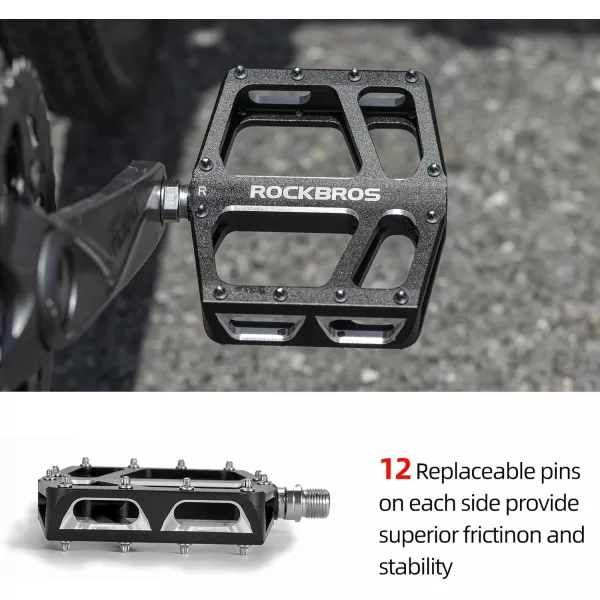 imageROCKBROS Mountain Bike Pedals MTB Pedal Aluminum Bicycle Wide Platform Flat Pedals 916quot Cycling Sealed Bearing Pedals for Road Mountain BMX MTB Bike