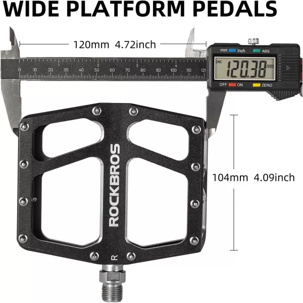 imageROCKBROS Mountain Bike Pedals MTB Pedal Aluminum Bicycle Wide Platform Flat Pedals 916quot Cycling Sealed Bearing Pedals for Road Mountain BMX MTB Bike