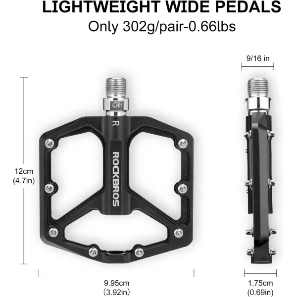 imageROCKBROS Mountain Bike Pedals MTB Pedals Bicycle Flat Pedals Aluminum 916quot Sealed Bearing Lightweight Platform for Road Mountain BMX MTB BikeBlack