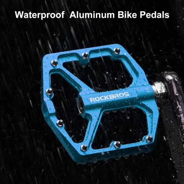 imageROCKBROS Mountain Bike Pedals MTB Pedals Bicycle Flat Pedals Aluminum 916quot Sealed Bearing Lightweight Platform for Road Mountain BMX MTB BikeBlue