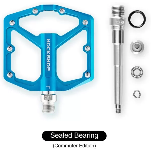 imageROCKBROS Mountain Bike Pedals MTB Pedals Bicycle Flat Pedals Aluminum 916quot Sealed Bearing Lightweight Platform for Road Mountain BMX MTB BikeBlue