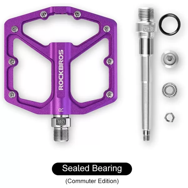 imageROCKBROS Mountain Bike Pedals MTB Pedals Bicycle Flat Pedals Aluminum 916quot Sealed Bearing Lightweight Platform for Road Mountain BMX MTB BikePurple