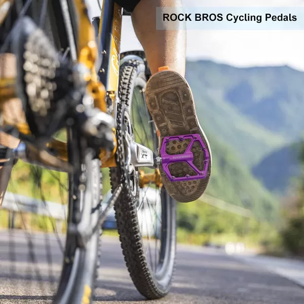 imageROCKBROS Mountain Bike Pedals MTB Pedals Bicycle Flat Pedals Aluminum 916quot Sealed Bearing Lightweight Platform for Road Mountain BMX MTB BikePurple