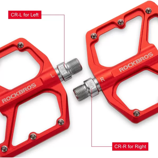 imageROCKBROS Mountain Bike Pedals MTB Pedals Bicycle Flat Pedals Aluminum 916quot Sealed Bearing Lightweight Platform for Road Mountain BMX MTB BikeRed