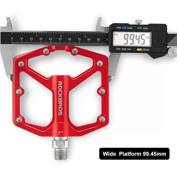 imageROCKBROS Mountain Bike Pedals MTB Pedals Bicycle Flat Pedals Aluminum 916quot Sealed Bearing Lightweight Platform for Road Mountain BMX MTB BikeRed