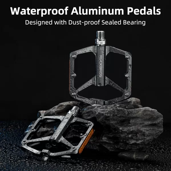 imageROCKBROS Mountain Bike Pedals MTB Pedals Bicycle Flat Pedals Aluminum 916quot Sealed Bearing Lightweight Platform for Road Mountain BMX MTB BikeReflective PedalsTitanium