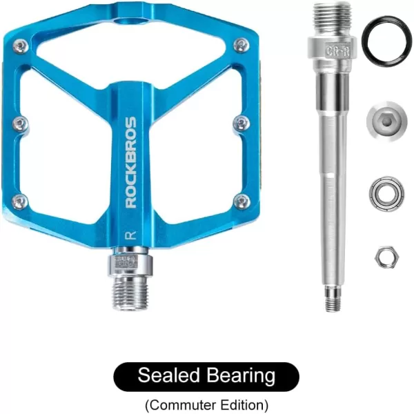 imageROCKBROS Mountain Bike Pedals MTB Pedals Bicycle Flat Pedals Aluminum 916quot Sealed Bearing Lightweight Platform for Road Mountain BMX MTB BikeReflective PedalsBlue
