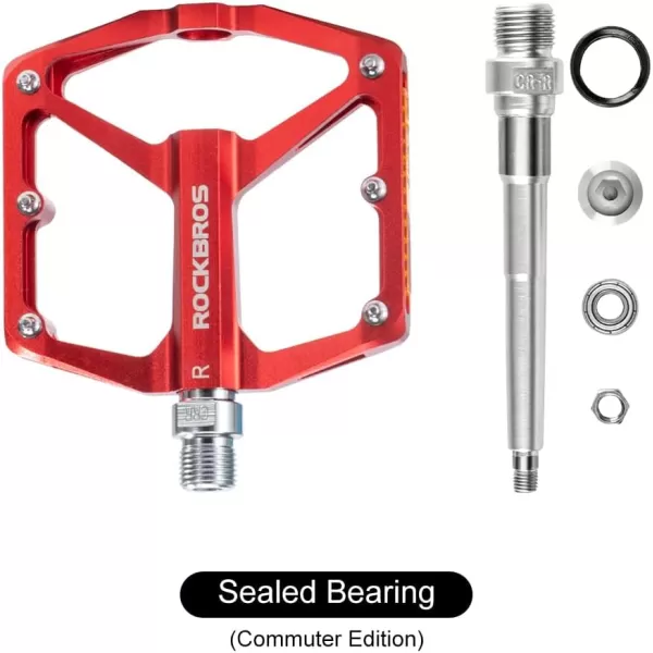 imageROCKBROS Mountain Bike Pedals MTB Pedals Bicycle Flat Pedals Aluminum 916quot Sealed Bearing Lightweight Platform for Road Mountain BMX MTB BikeReflective PedalsRed