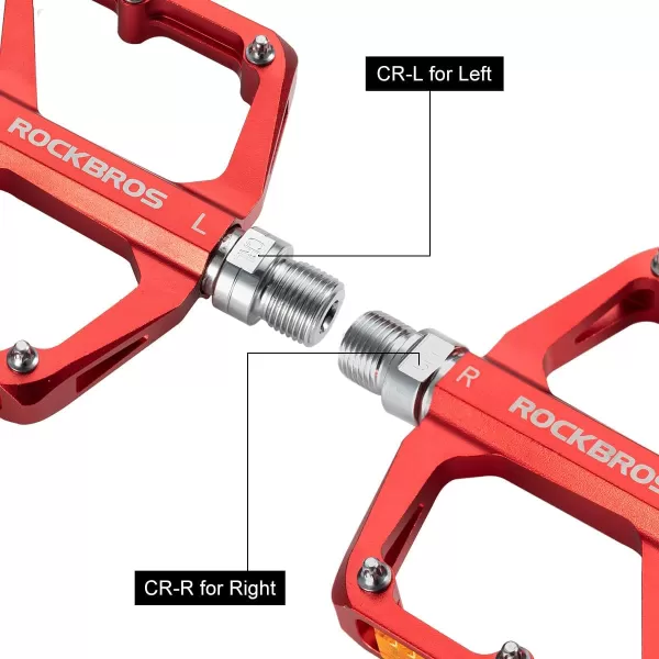 imageROCKBROS Mountain Bike Pedals MTB Pedals Bicycle Flat Pedals Aluminum 916quot Sealed Bearing Lightweight Platform for Road Mountain BMX MTB BikeReflective PedalsRed