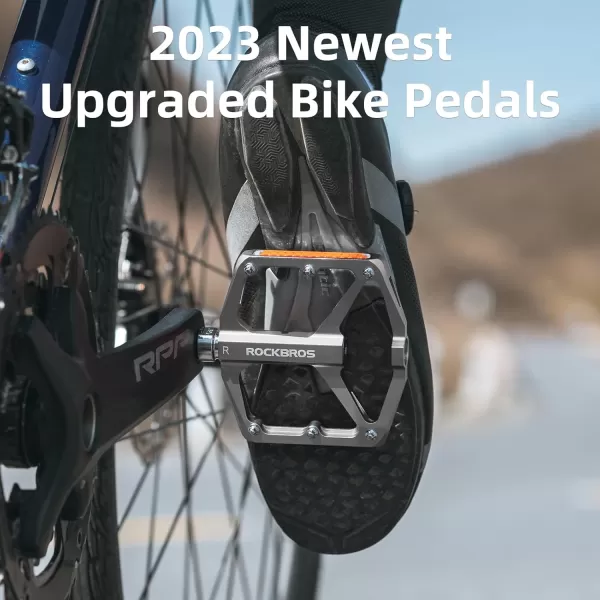 imageROCKBROS Mountain Bike Pedals MTB Pedals Bicycle Flat Pedals Aluminum 916quot Sealed Bearing Lightweight Platform for Road Mountain BMX MTB BikeReflective PedalsTitanium