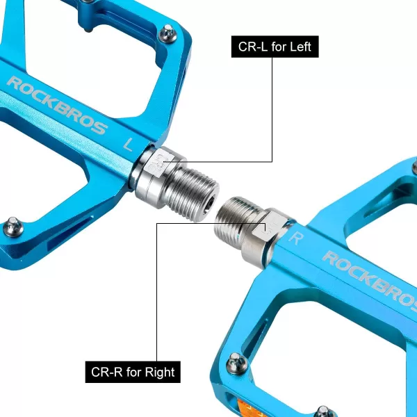 imageROCKBROS Mountain Bike Pedals MTB Pedals Bicycle Flat Pedals Aluminum 916quot Sealed Bearing Lightweight Platform for Road Mountain BMX MTB BikeReflective PedalsBlue