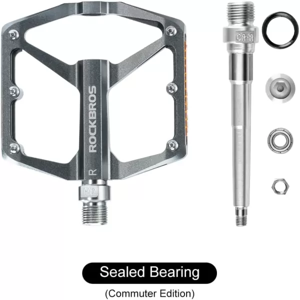 imageROCKBROS Mountain Bike Pedals MTB Pedals Bicycle Flat Pedals Aluminum 916quot Sealed Bearing Lightweight Platform for Road Mountain BMX MTB BikeReflective PedalsTitanium