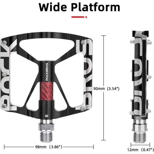 imageROCKBROS Mountain Bike Pedals MTB Pedals CNC NonSlip Lightweight Aluminum Alloy Bicycle Pedals Sealed Bearings Bicycle Platform Pedals 916quot BMX Road Bike PedalBlack