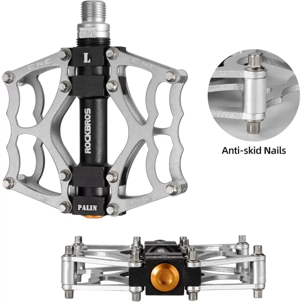 imageROCKBROS Mountain Bike Pedals MTB Pedals CNC NonSlip Lightweight Aluminum Alloy Bicycle Pedals Sealed Bearings Bicycle Platform Pedals 916quot BMX Road Bike Pedalsilver