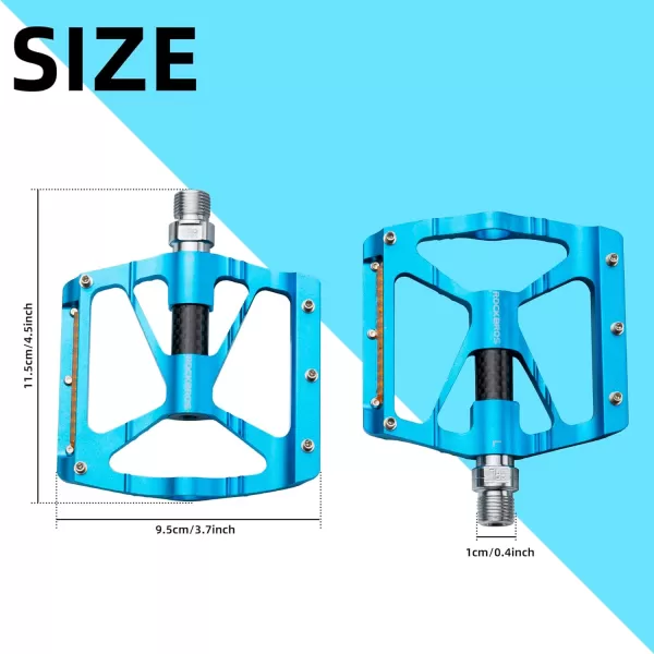 imageROCKBROS Mountain Bike Pedals MTB Pedals CNC NonSlip Lightweight Aluminum Alloy Bicycle Pedals Sealed Bearings Bicycle Platform Pedals 916quot BMX Road Bike Pedalblue