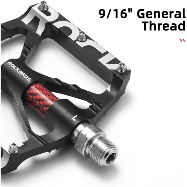 imageROCKBROS Mountain Bike Pedals MTB Pedals CNC NonSlip Lightweight Aluminum Alloy Bicycle Pedals Sealed Bearings Bicycle Platform Pedals 916quot BMX Road Bike PedalBlack