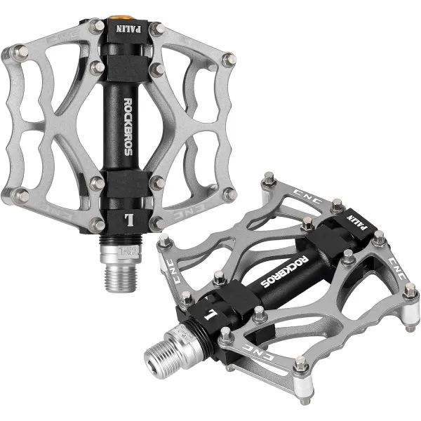 imageROCKBROS Mountain Bike Pedals MTB Pedals CNC NonSlip Lightweight Aluminum Alloy Bicycle Pedals Sealed Bearings Bicycle Platform Pedals 916quot BMX Road Bike Pedalsilver