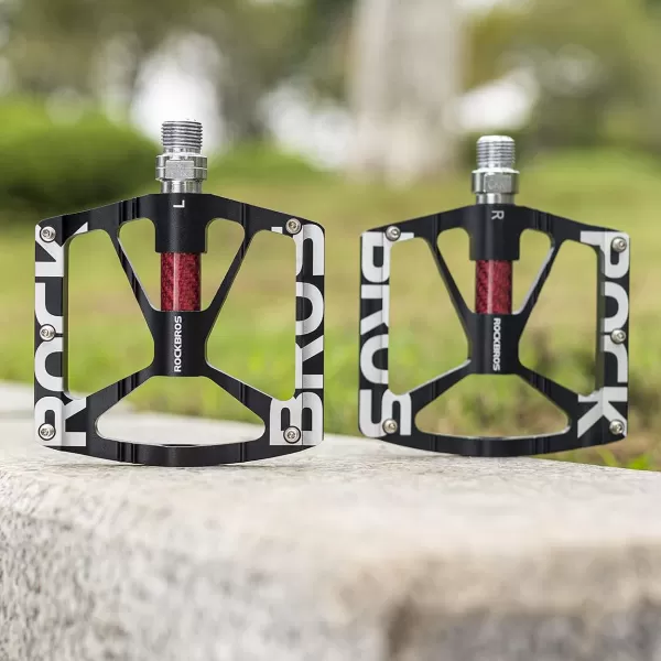imageROCKBROS Mountain Bike Pedals MTB Pedals CNC NonSlip Lightweight Aluminum Alloy Bicycle Pedals Sealed Bearings Bicycle Platform Pedals 916quot BMX Road Bike PedalBlack