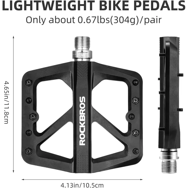 imageROCKBROS Mountain Bike Pedals MTB Pedals Lightweight Nylon Composite Bicycle Flat Pedals 916quot DU Bearing Bike Platform Pedals for BMX MTB Mountain Road BikeBlack