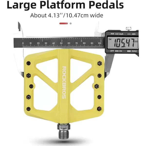 imageROCKBROS Mountain Bike Pedals MTB Pedals Lightweight Nylon Composite Bicycle Flat Pedals 916quot DU Bearing Bike Platform Pedals for BMX MTB Mountain Road BikeYellow