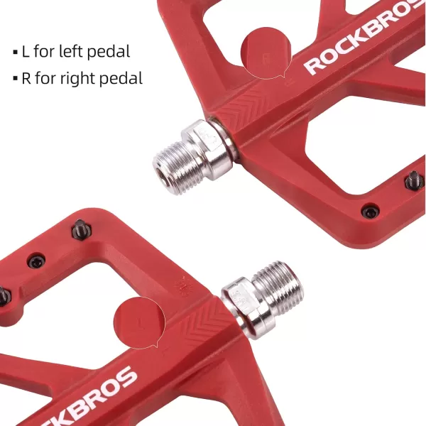 imageROCKBROS Mountain Bike Pedals MTB Pedals Lightweight Nylon Composite Bicycle Flat Pedals 916quot DU Bearing Bike Platform Pedals for BMX MTB Mountain Road BikeRed
