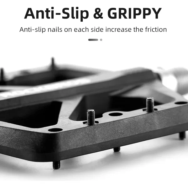 imageROCKBROS Mountain Bike Pedals MTB Pedals Lightweight Nylon Composite Bicycle Flat Pedals 916quot DU Bearing Bike Platform Pedals for BMX MTB Mountain Road BikeBlack