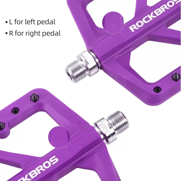 imageROCKBROS Mountain Bike Pedals MTB Pedals Lightweight Nylon Composite Bicycle Flat Pedals 916quot DU Bearing Bike Platform Pedals for BMX MTB Mountain Road BikePurple