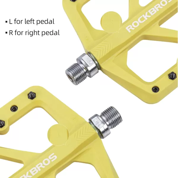 imageROCKBROS Mountain Bike Pedals MTB Pedals Lightweight Nylon Composite Bicycle Flat Pedals 916quot DU Bearing Bike Platform Pedals for BMX MTB Mountain Road BikeYellow