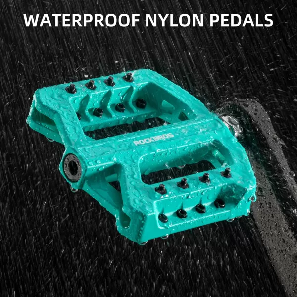imageROCKBROS Mountain Bike Pedals MTB Pedals Nylon Bike Pedals Nonslip and Lightweight Bicycle Pedals for 916quot RoadMountain BikeBianchi Green