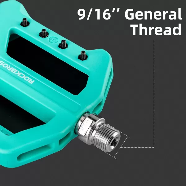imageROCKBROS Mountain Bike Pedals MTB Pedals Nylon Bike Pedals Nonslip and Lightweight Bicycle Pedals for 916quot RoadMountain BikeBianchi Green