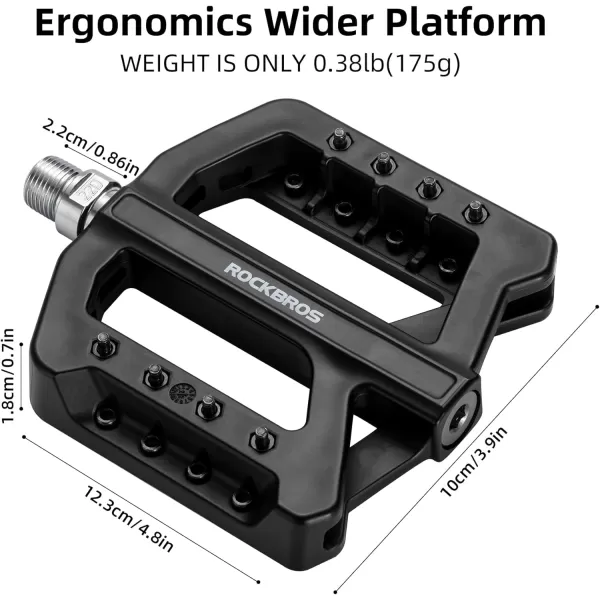 imageROCKBROS Mountain Bike Pedals MTB Pedals Nylon Bike Pedals Nonslip and Lightweight Bicycle Pedals for 916quot RoadMountain BikeBlack