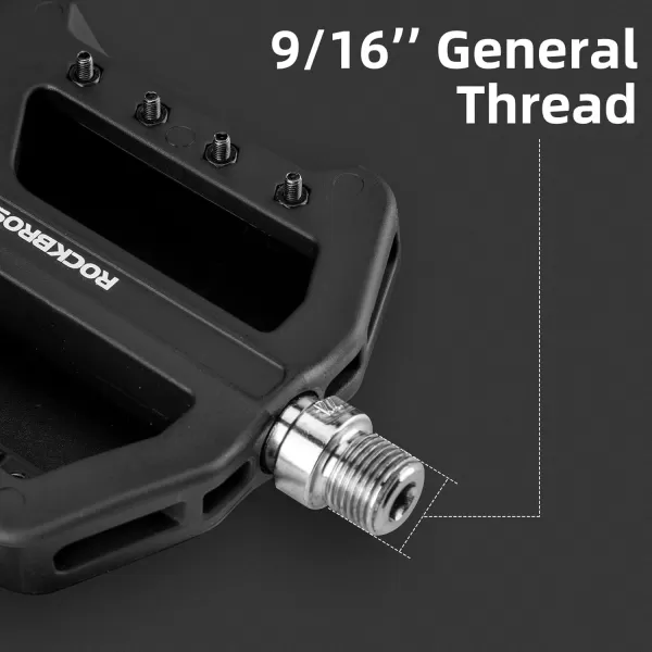 imageROCKBROS Mountain Bike Pedals MTB Pedals Nylon Bike Pedals Nonslip and Lightweight Bicycle Pedals for 916quot RoadMountain BikeBlack