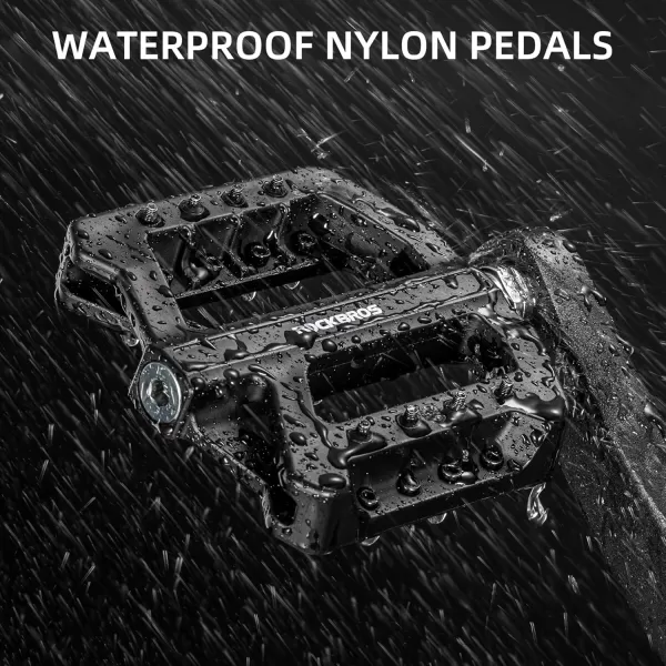 imageROCKBROS Mountain Bike Pedals MTB Pedals Nylon Bike Pedals Nonslip and Lightweight Bicycle Pedals for 916quot RoadMountain BikeBlack