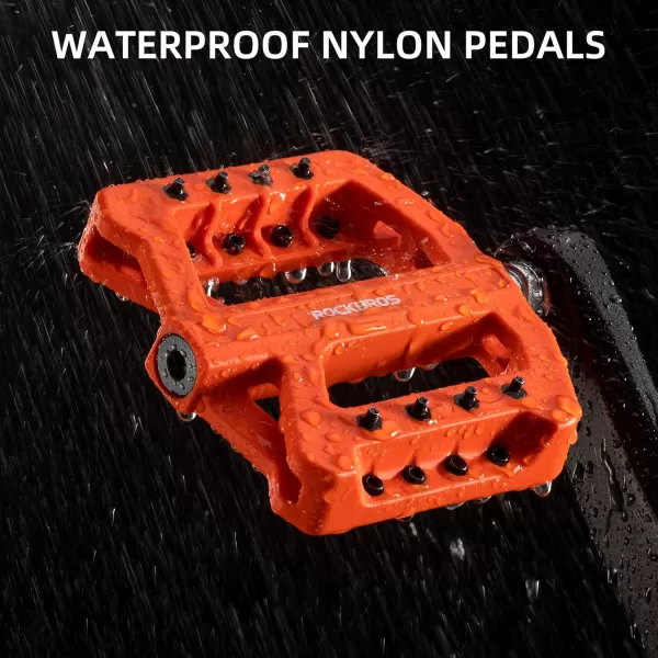 imageROCKBROS Mountain Bike Pedals MTB Pedals Nylon Bike Pedals Nonslip and Lightweight Bicycle Pedals for 916quot RoadMountain BikeOrange