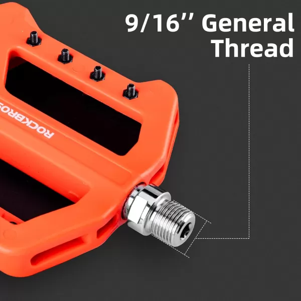 imageROCKBROS Mountain Bike Pedals MTB Pedals Nylon Bike Pedals Nonslip and Lightweight Bicycle Pedals for 916quot RoadMountain BikeOrange