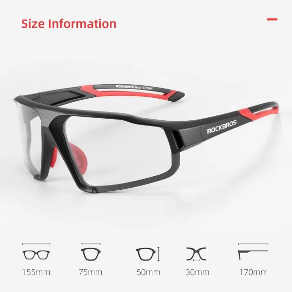 imageROCKBROS Photochromic Cycling Glasses for Men Cycling Glasses Clear Safety Glasses Road Mountain Bike Bicycle GlassesBlack