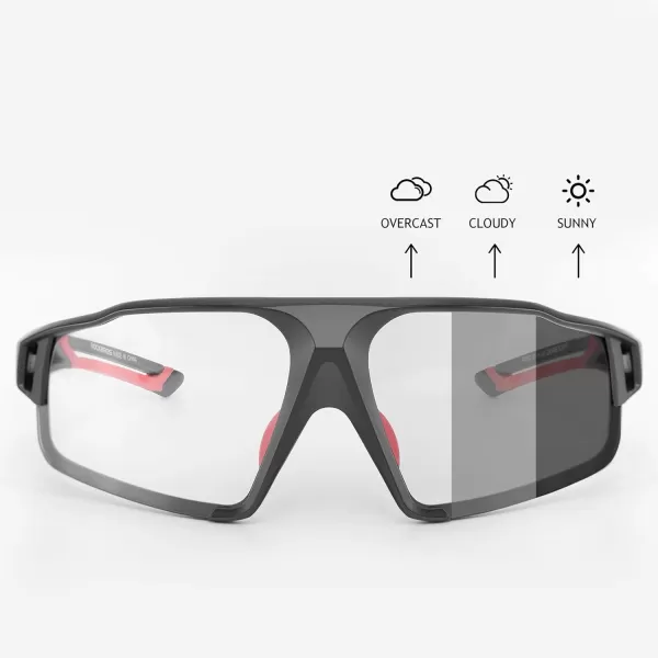 imageROCKBROS Photochromic Cycling Glasses for Men Cycling Glasses Clear Safety Glasses Road Mountain Bike Bicycle GlassesBlack