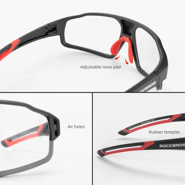 imageROCKBROS Photochromic Cycling Glasses for Men Cycling Glasses Clear Safety Glasses Road Mountain Bike Bicycle GlassesBlack