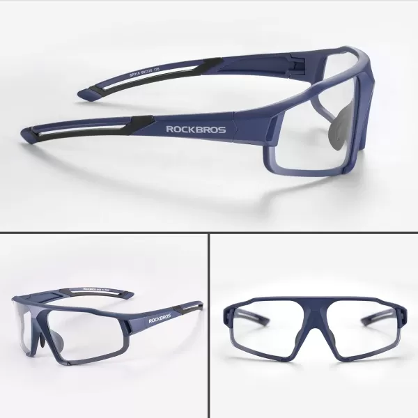 imageROCKBROS Photochromic Cycling Glasses for Men Cycling Glasses Clear Safety Glasses Road Mountain Bike Bicycle GlassesBlue