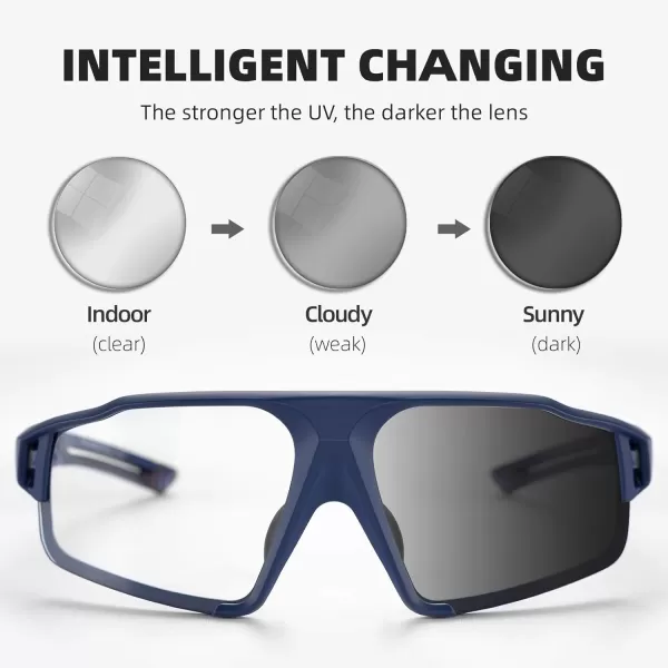 imageROCKBROS Photochromic Cycling Glasses for Men Cycling Glasses Clear Safety Glasses Road Mountain Bike Bicycle GlassesBlue